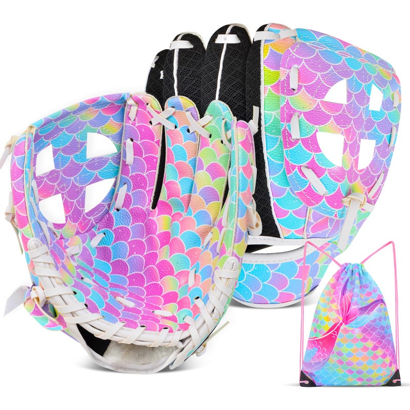 Ausletie Kids Baseball Glove,Softball Gloves,Baseball Softball Mitt for Kids Girls Toddlers, Tee Ball Glove for Training and Beginner, Left Hand Glove, Right Hand Throw - Image 1