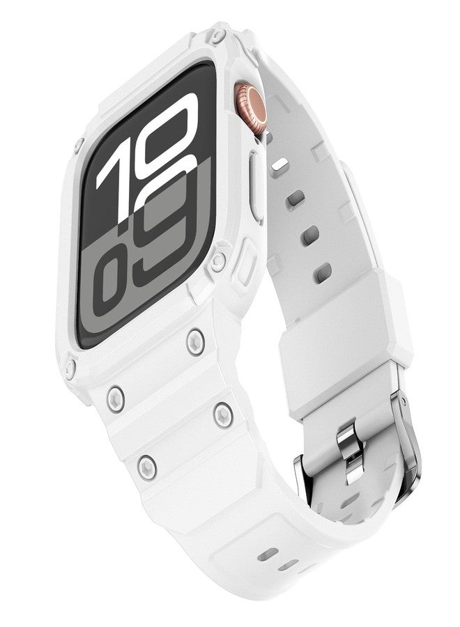Yrzper Compatible with Apple Watch Series 11/Series 10 46mm 42mm Band with Case Shockproof Rugged Men Women Wristbands Bands Replacement Strap Bracelet Sport Protective Case (White, Series 10 42mm) - Image 3