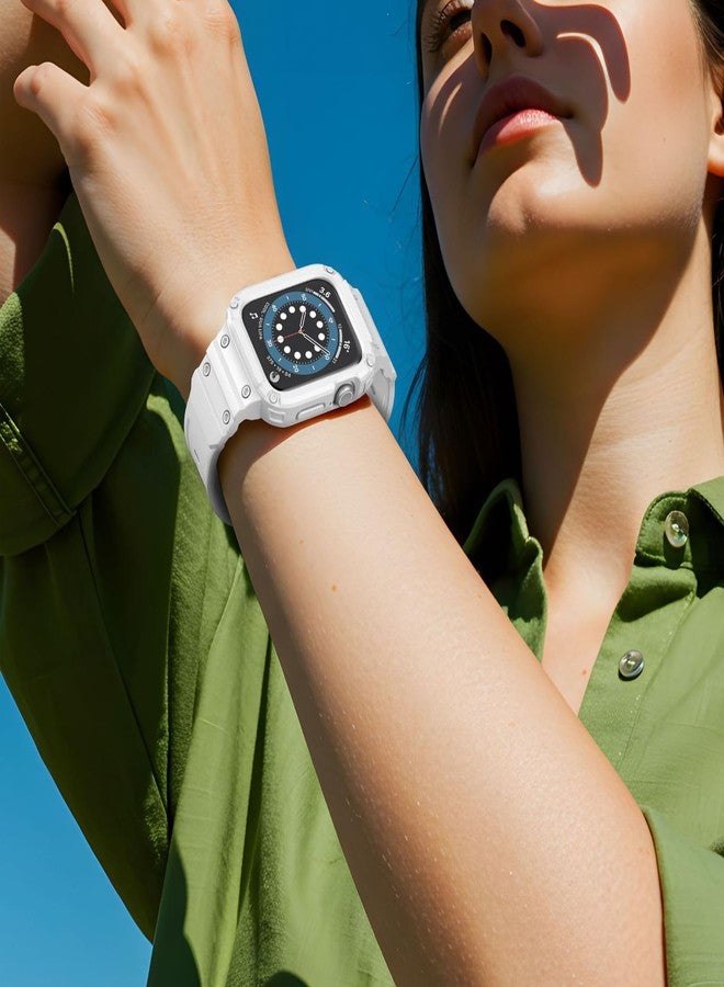 Yrzper Compatible with Apple Watch Series 11/Series 10 46mm 42mm Band with Case Shockproof Rugged Men Women Wristbands Bands Replacement Strap Bracelet Sport Protective Case (White, Series 10 42mm) - Image 2