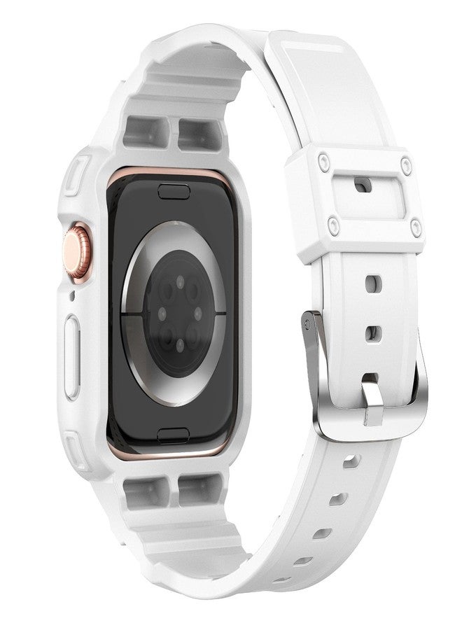 Yrzper Compatible with Apple Watch Series 11/Series 10 46mm 42mm Band with Case Shockproof Rugged Men Women Wristbands Bands Replacement Strap Bracelet Sport Protective Case (White, Series 10 42mm) - Image 4