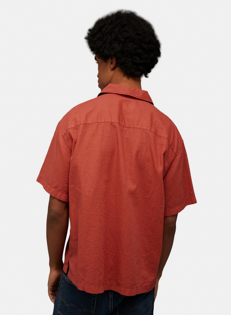 American Eagle AE Relaxed Fit Linen-Blend Camp Collar Shirt - Image 4