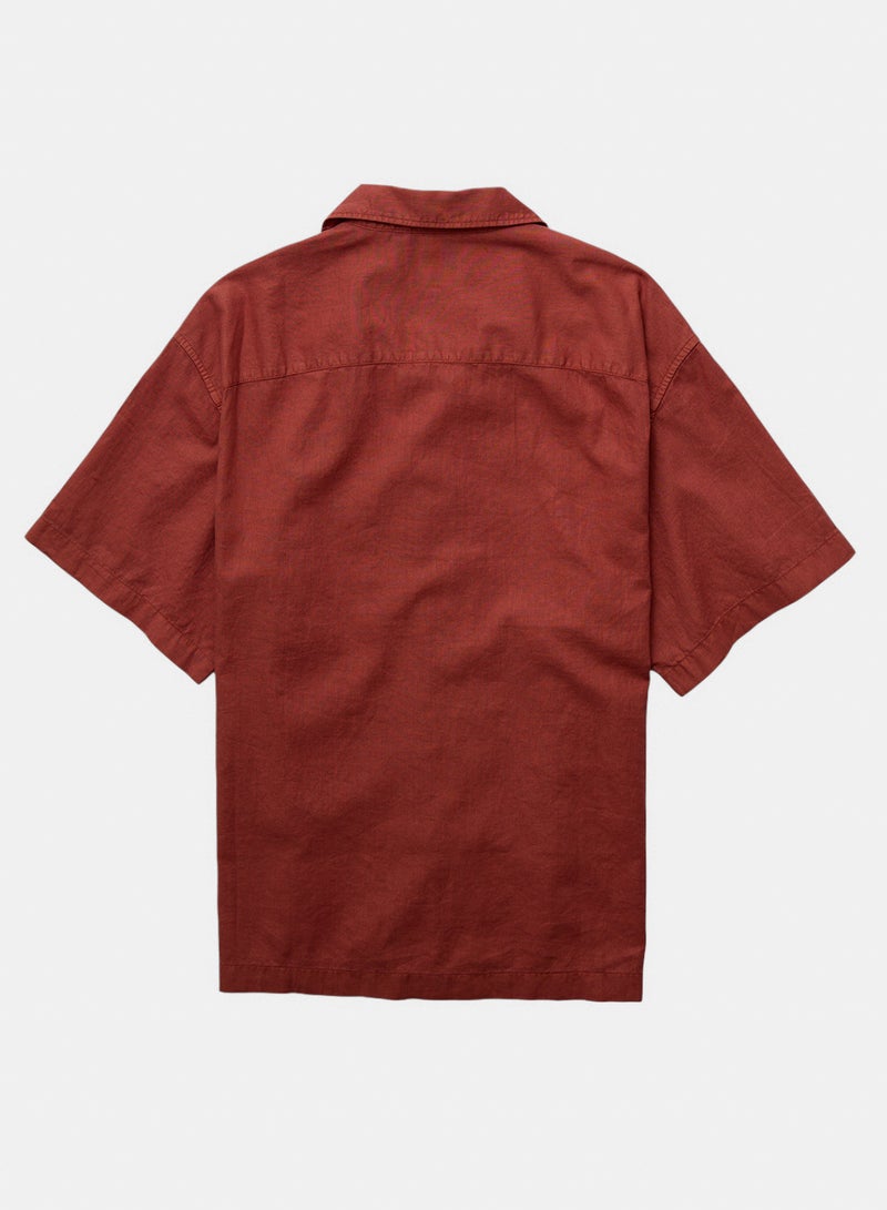 American Eagle AE Relaxed Fit Linen-Blend Camp Collar Shirt - Image 2