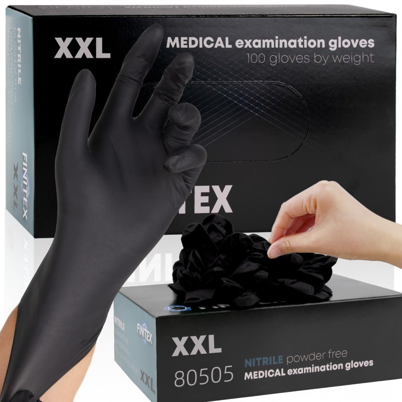 FINITEX - Black Nitrile Disposable Gloves, 5mil, Powder-free, Medical Exam Latex-Free 100 PCS For Cleaning Food Glove (XX-Large (Pack of 90)) - Image 1