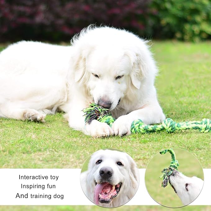 SHARLOVY Dog Toys for Large Dogs and Aggressive Chewers, Indestructible XL Durable Dog Toy,5-Knot Rope Tug,Heavy Duty Chew Sturdy Cotton Knot Rope Toy for Large Breed Dogs - Image 2