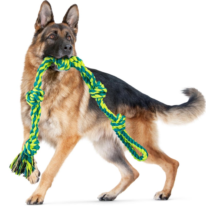 SHARLOVY Dog Toys for Large Dogs and Aggressive Chewers, Indestructible XL Durable Dog Toy,5-Knot Rope Tug,Heavy Duty Chew Sturdy Cotton Knot Rope Toy for Large Breed Dogs - Image 1