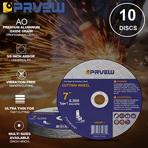 PRVEW 10-Pack 7-Inch Cut Off Wheels,7" x1/16 x7/8" Quality Cutting Disc, Metal & Stainless Steel Aggressive Cutting Wheel for Angle Grinder, General Purpose Cut-Off Wheel(7-Inch) - Image 4