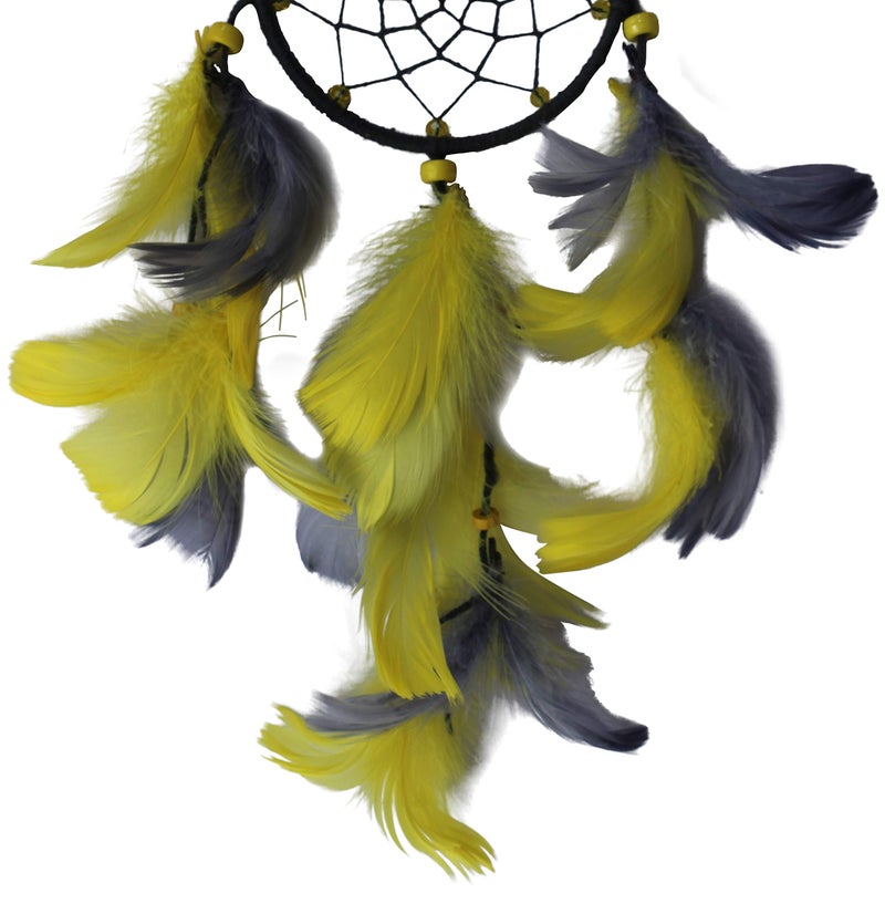 Daedal dream catchers Hand Made Hand Crafted Wind Chime Little Bitty Dream Catcher Wool and Wool Blend, 31 x 14 x 2 cm, Grey and Yellow DDC126LYG N - Image 3