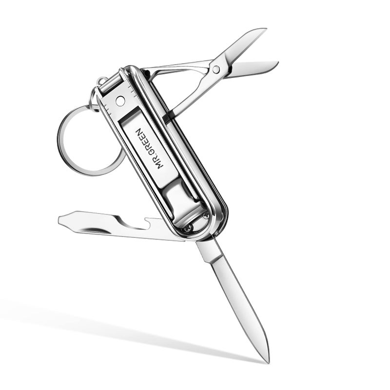 MrGreen MRGREEN Multifunctional Nail Clippers Stainless Steel Six Functions Nail Cutter Nail Files Small Knife Scissors Small 