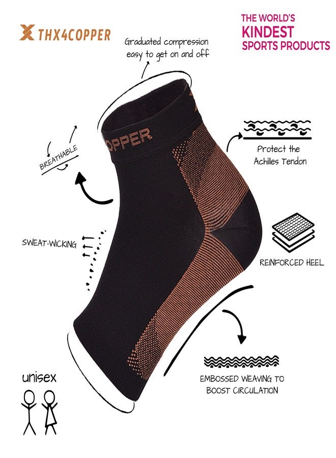 THX4COPPER Compression Recovery Foot Sleeves for Men&Women, Copper Infused Plantar Fasciitis Socks for Arch Pain, Reduce Swelling&Heel Spurs, Ankle Sleeve with Arch Support-Small - Image 2