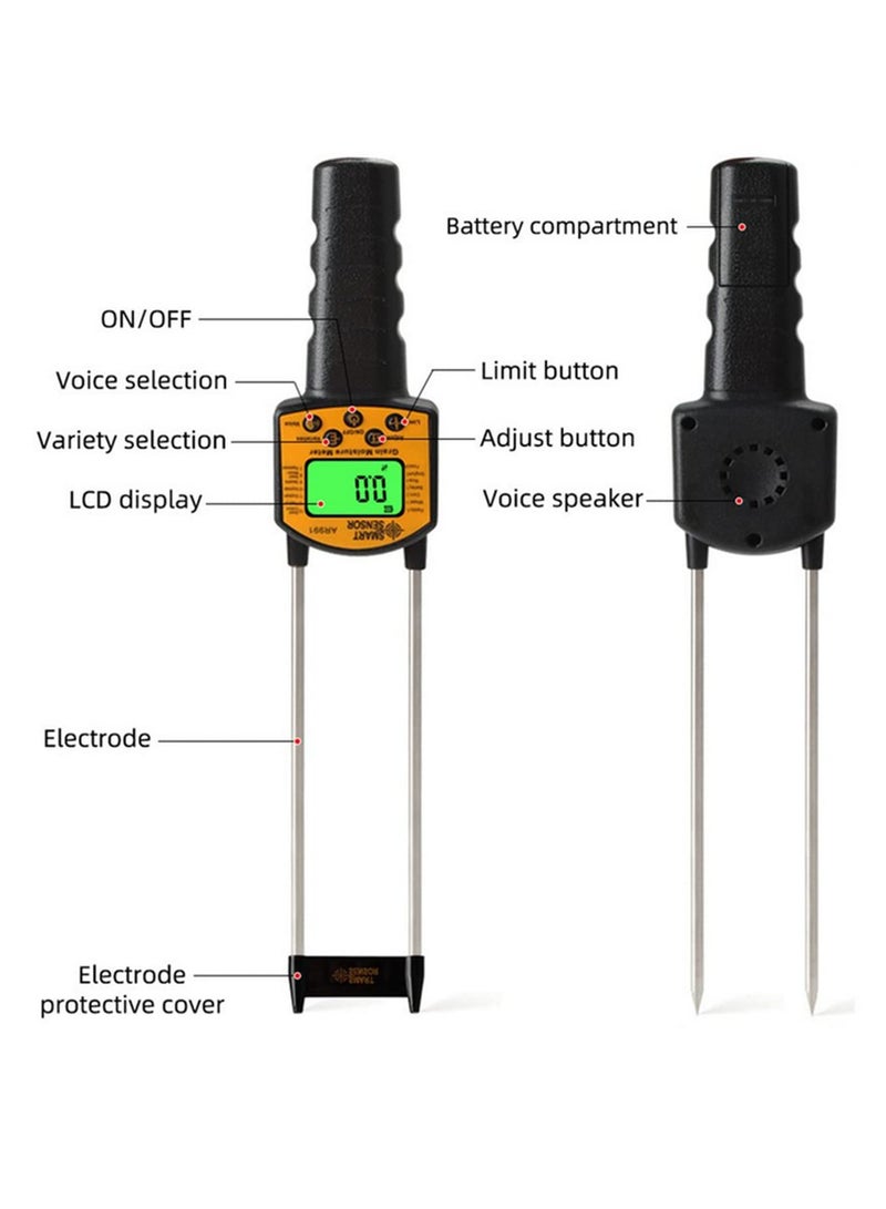 Grain Moisture Meter Digital Hygrometer for Corn Wheat Rice Beans Wheat Flour Fodder Rapeseed Seeds Grain Moisture Tester for Agriculture Farming and Food Storage AR991  - Image 3