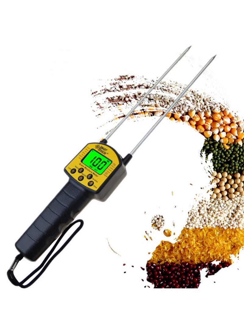 مقياس رطوبة الحبوب، مقياس رطوبة رقمي للذرة والقمح والأرز والفول ودقيق القمح والأعلاف وبذور اللفت، جهاز اختبار رطوبة الحبوب للزراعة والتخزين الغذائي AR991 - Image 1
