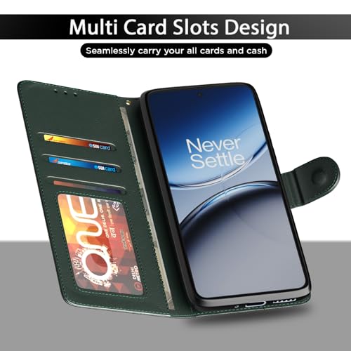 Pikkme Flip Cover for Oneplus Nord CE5 5G | Leather Finish | Shockproof with Card Pockets & Wallet Stand | Ultimate Protection Case(Green) - Image 5