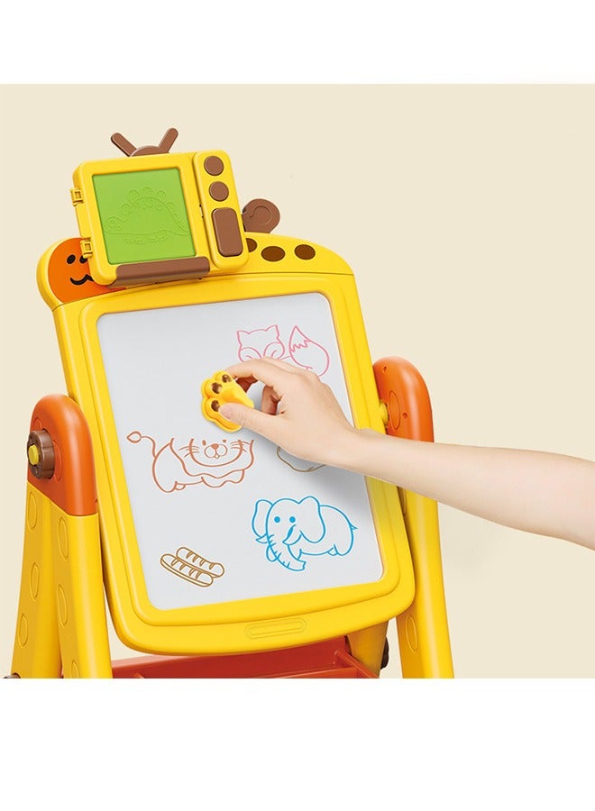 kids double-sided  drawing board, kids toys，suitable for toys for boys and girls, with rotating and adjustable blocks and painting frames, educational enlightenment toys, gifts for children(Yellow)  - Image 5