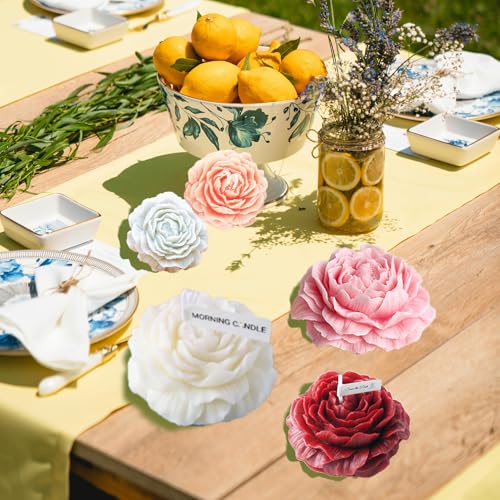 Nimozekd Large&Small Peony Flower Silicone Soap Molds 3PCS Peony Silicone Candle Mold with Large-Eye Wicking Needle,Candlewick for Chocolate Cake Candy Moulds Epoxy Resin Plaster Clay - Image 4