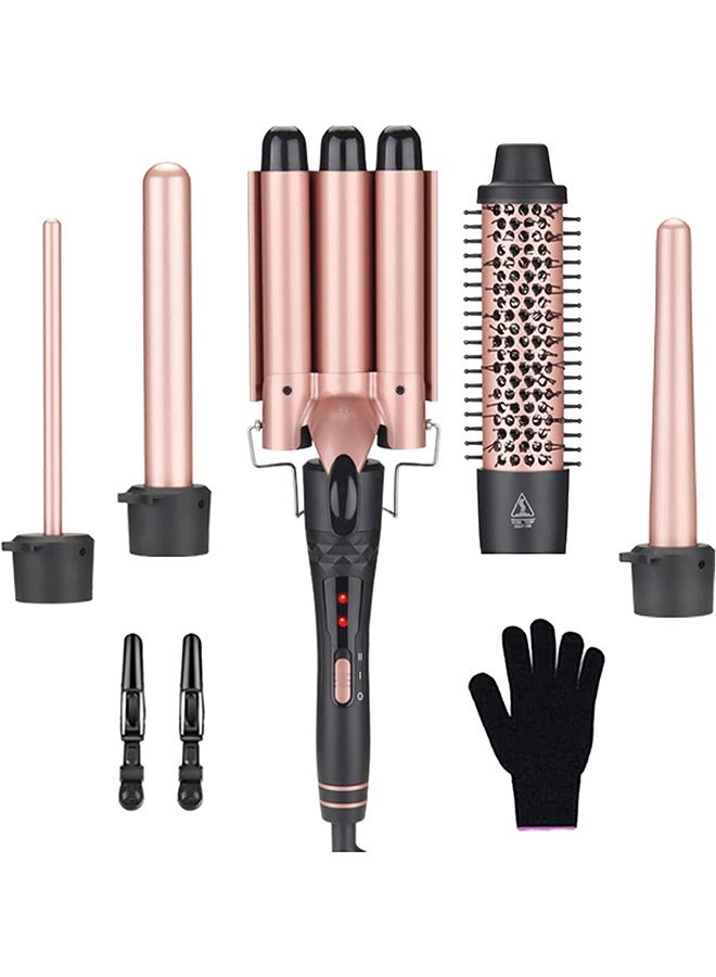 Beauenty Curling Wand Set  5-IN-1 Hair Curler Iron Professional Curling Wand Set Instant Heat Up Hair Curler with 5 Interchangeable Ceramic Barrels (9-32mm) with Heat Protective Glove & 2 Clips (D) - Image 1