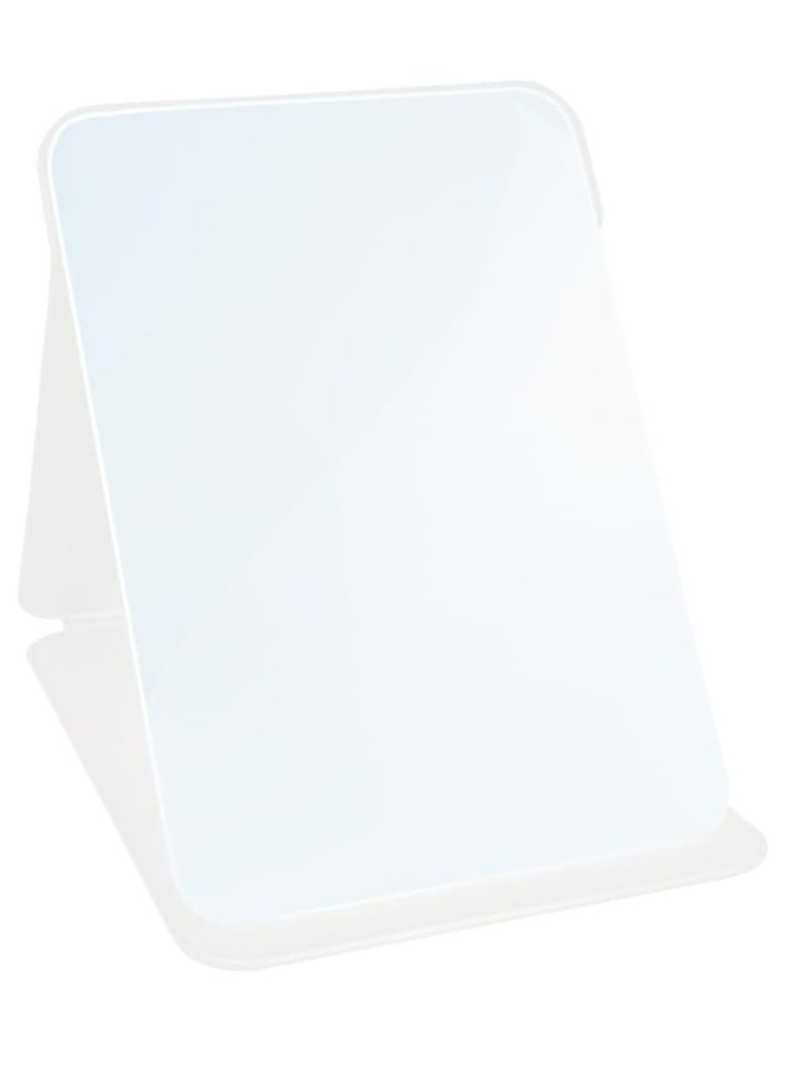 Arabest Makeup Mirror, 6x8 Inches Portable PU Leather Mirror, Folding Desktop Vanity Mirror with Adjustable Stand for Vanity Table, Office, Travel (M, White)  - Image 1