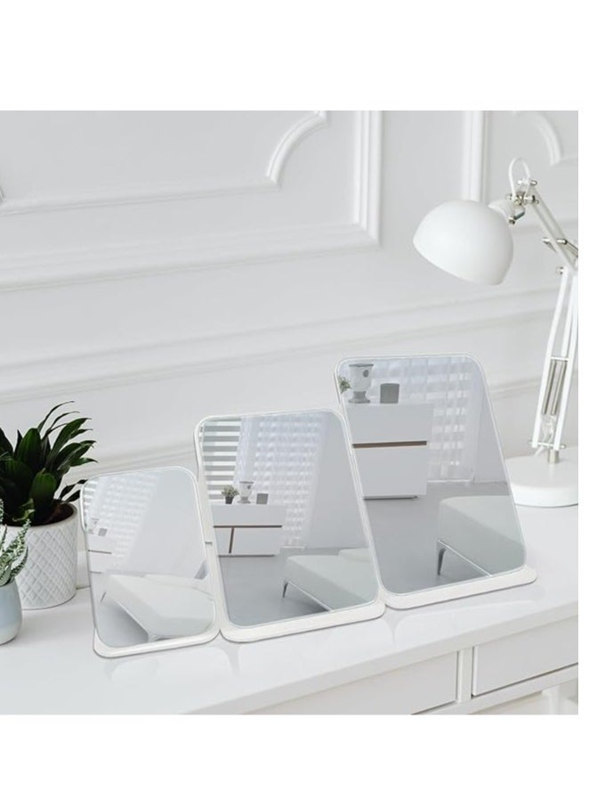 Arabest Makeup Mirror, 6x8 Inches Portable PU Leather Mirror, Folding Desktop Vanity Mirror with Adjustable Stand for Vanity Table, Office, Travel (M, White)  - Image 4