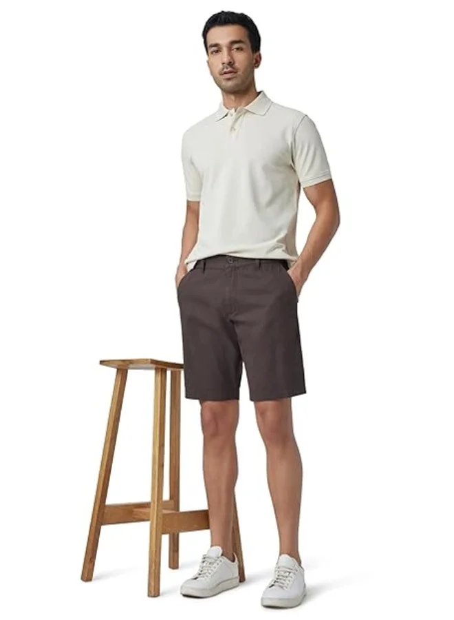 XYXX  Men Twill Cotton Chinos Shorts, Regular Fit, Solid, Pack of 1, CB1SHT06_36, Malt Brown, 36  | Best Price UAE