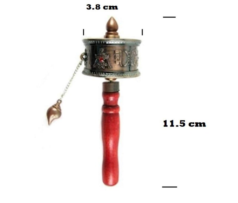 DMtse 2 X Buddhist Functioning Mini Handheld Prayer Wheel with Scroll - Image 3