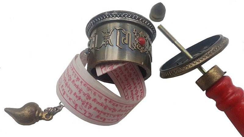 DMtse 2 X Buddhist Functioning Mini Handheld Prayer Wheel with Scroll - Image 2