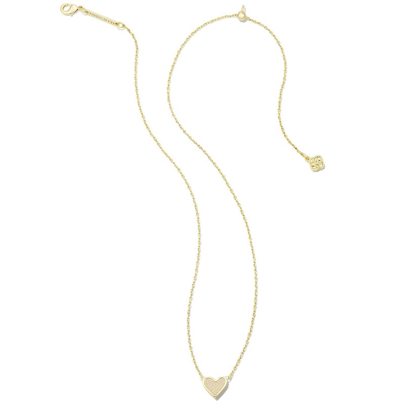 Kendra Scott Framed Ari Heart Pendant Necklace for Women, Fashion Jewelry, 14k Gold-Plated Brass, Iridescent Drusy - Image 2