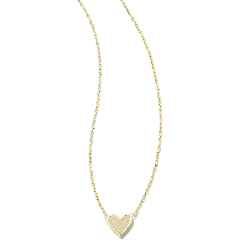 Kendra Scott Framed Ari Heart Pendant Necklace for Women, Fashion Jewelry, 14k Gold-Plated Brass, Iridescent Drusy - Image 1