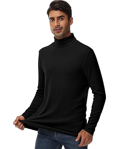Ficerd 2 Pack Men's Turtle Neck Shirts, Lightweight Cotton Pullover Sweater Slim Fit Mock Turtleneck Knitted Long Sleeve Tops (Black, Apricot,Medium) - Image 4