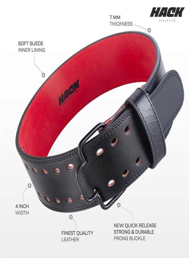 Hack Athletics Premium 7MM Weight Lifting Leather Prong Belt - Power Lifting Belt for Men & Women for Lower Back Support for Gym Workouts Deadlifts Squats Powerlifting - 4 Inch Wide (Large) - Image 3