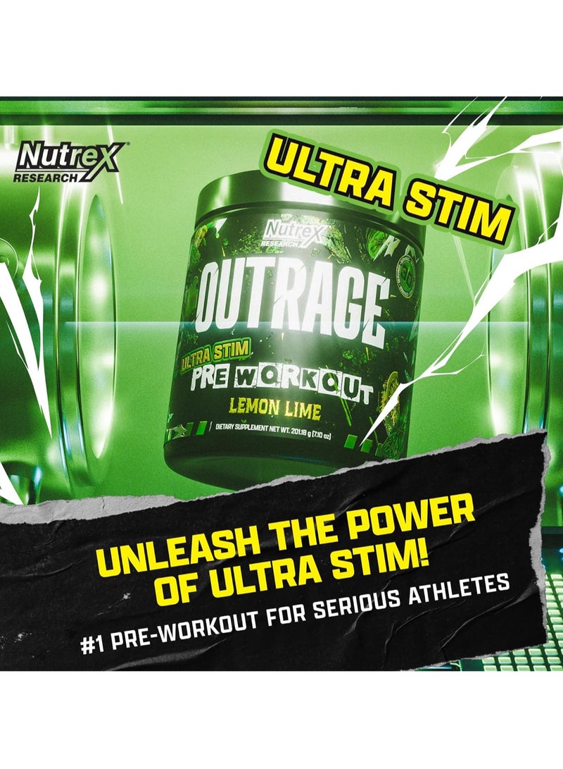 Nutrex Research Nutrex Outrage Extreme Pre-Workout Ultra Stim, Energy, Focus & Power, Lemon Lime - 30 Servings - Image 2