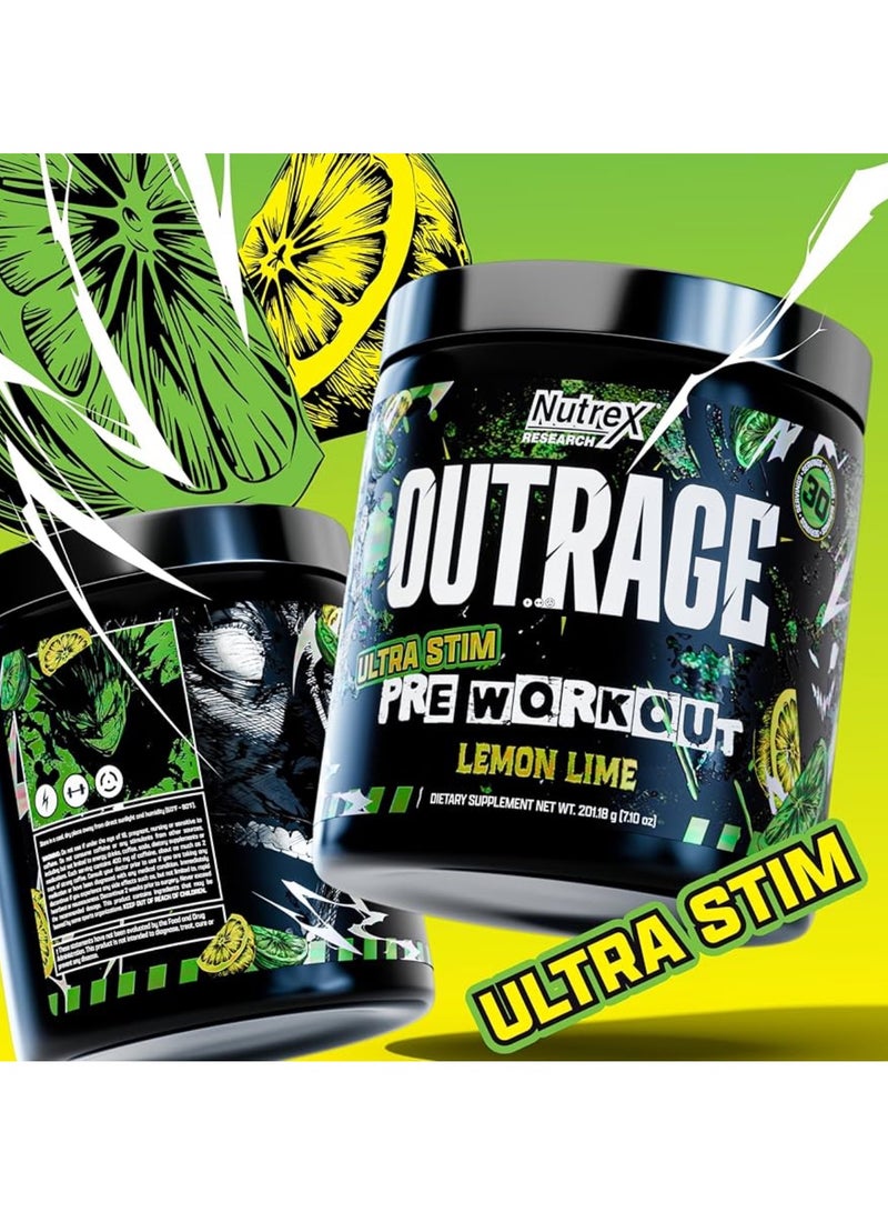 Nutrex Research Nutrex Outrage Extreme Pre-Workout Ultra Stim, Energy, Focus & Power, Lemon Lime - 30 Servings - Image 4