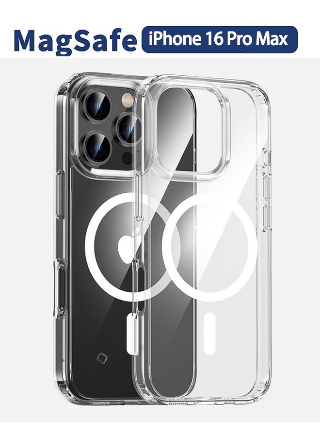 جراب ماج سيف لهاتف iPhone 16 Pro Max 【مغناطيس أقوى N52】【حماية عسكرية مقاومة للصدمات】مضاد لبصمات الأصابع ومضاد للخدش ولا يتحول إلى اللون الأصفر أبدًا، جراب مغناطيسي رفيع لهاتف iPhone 16 Pro Max مقاس 6.9 بوصة شفاف - Image 1