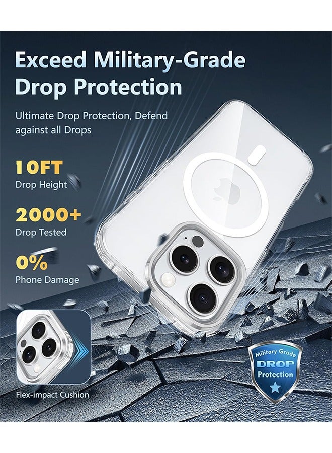 جراب ماج سيف لهاتف iPhone 16 Pro Max 【مغناطيس أقوى N52】【حماية عسكرية مقاومة للصدمات】مضاد لبصمات الأصابع ومضاد للخدش ولا يتحول إلى اللون الأصفر أبدًا، جراب مغناطيسي رفيع لهاتف iPhone 16 Pro Max مقاس 6.9 بوصة شفاف - Image 5