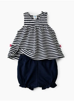 Tiny Hug Baby Girl Blue and White Striped Set  - Image 1