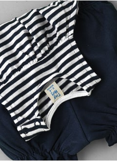 Tiny Hug Baby Girl Blue and White Striped Set  - Image 4