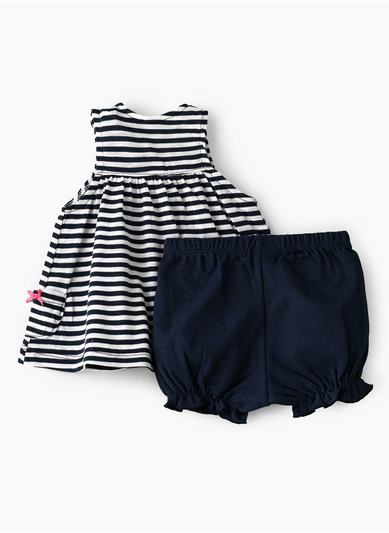 Tiny Hug Baby Girl Blue and White Striped Set  - Image 2