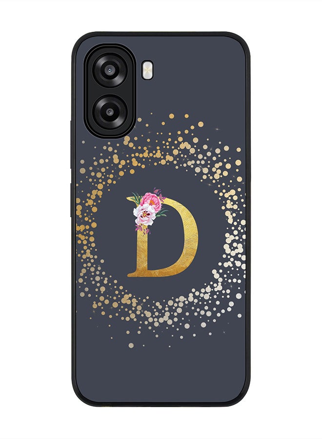 Stylizedd For Oppo A6t 5G / A6t 4G Case,Slim fit Camera Protection, Shockproof Thin Phone cover  - Custom Monogram Floral - D  (Grey ) - Image 1