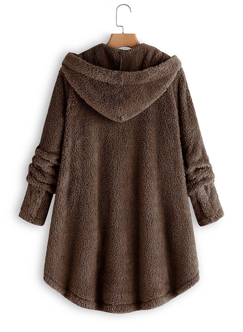 Loquat Fashion Women's Padded Jacket Hooded Long Jacket Casual Warm Padded Jacket Brown  - Image 2
