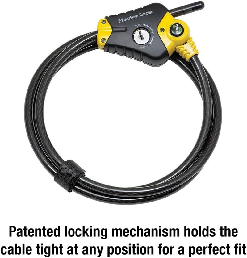 MasterLock Black and Yellow Python Cable Lock-Key, OutdoorLock for Bikes, Trail Cameras, and Other Equipment, 6 Foot Long x 3/8-Inch Diameter, 8413DPF (Pack of 6) - Image 3