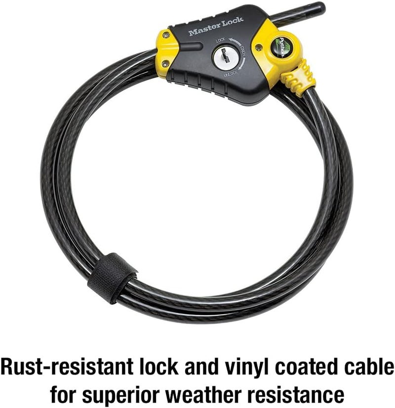 MasterLock Black and Yellow Python Cable Lock-Key, OutdoorLock for Bikes, Trail Cameras, and Other Equipment, 6 Foot Long x 3/8-Inch Diameter, 8413DPF (Pack of 6) - Image 4