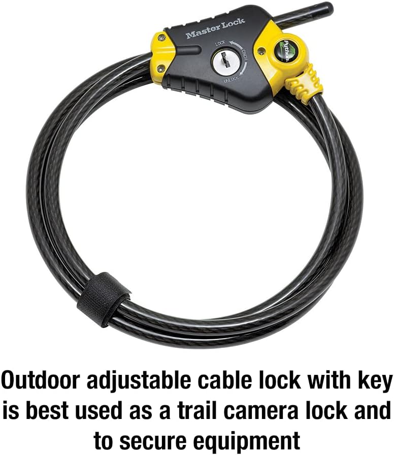 MasterLock Black and Yellow Python Cable Lock-Key, OutdoorLock for Bikes, Trail Cameras, and Other Equipment, 6 Foot Long x 3/8-Inch Diameter, 8413DPF (Pack of 6) - Image 1