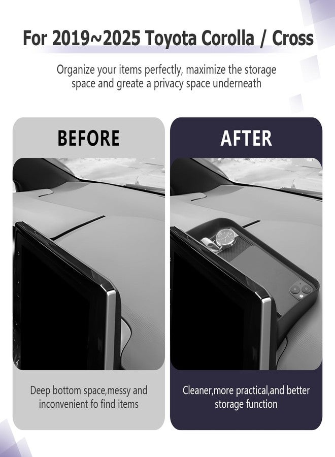 LUWU Dashboard Storage Tray Compatible with 2019-2024 2025 Toyota Corolla / 2022 2023 2024 Corolla Cross Center Console Display Box Hidden Tray Behind Screen 2024 2025 Corolla Accessories - Image 2