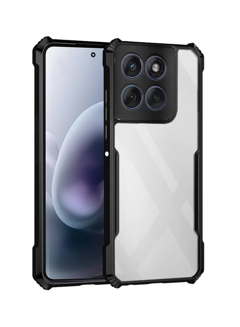 Wtech Motorola Moto G86 5G 2025 Hybrid TPU Silicone with Raised Armour Bumpers Slim Case Cover (MCAPSA) - Clear/Black - Image 1