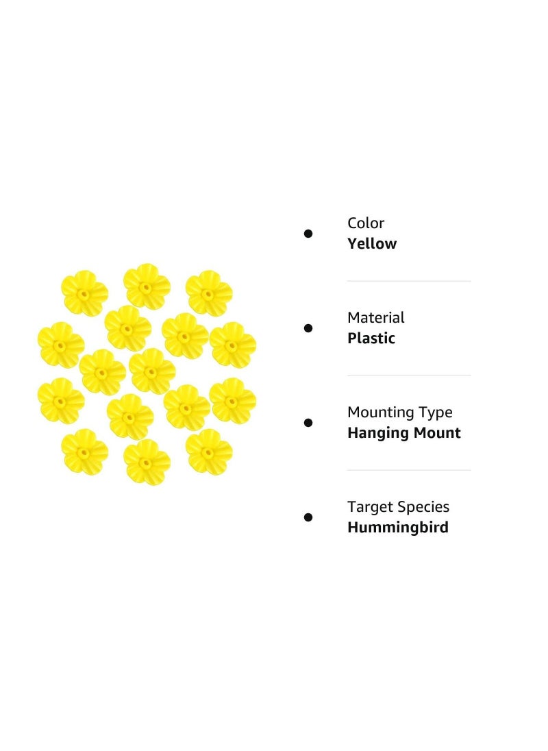 Generic - 16Pcs Hummingbird Feeder Replacement Flowers with Cleaning Brush, Yellow Feeder Parts Replacement for Hanging Feeders - Image 1