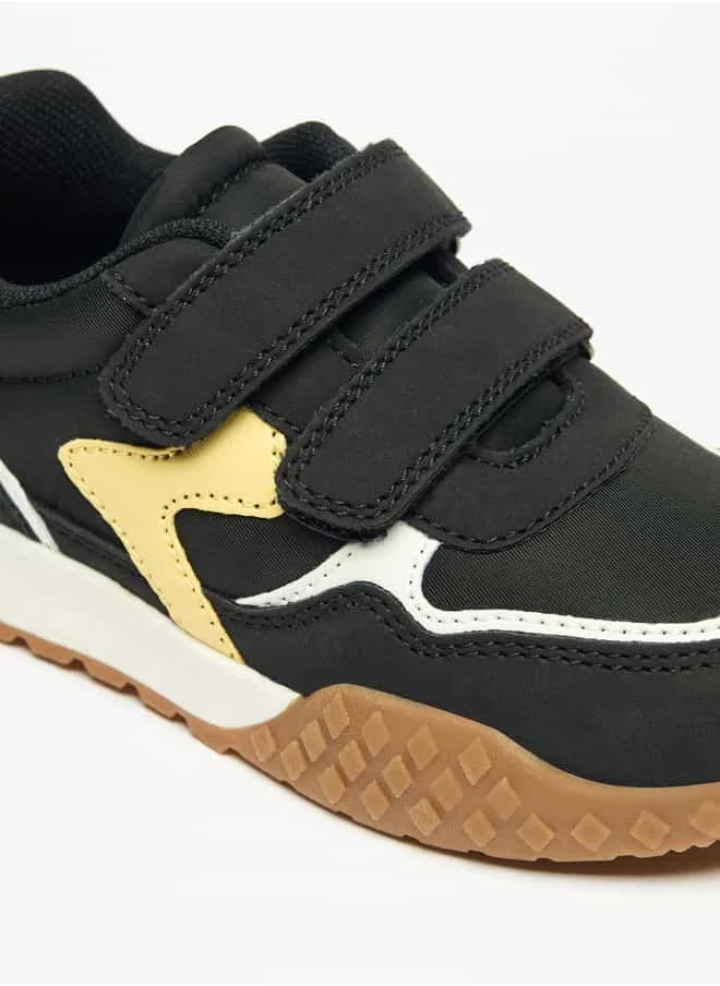 جونيورز Boys Panelled Sneakers with Hook and Loop Closure