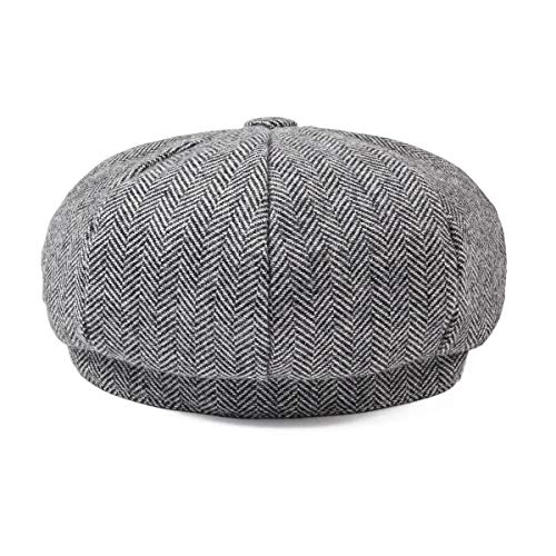 JANGOUL Boys Vintage Newsboy Cap Tweed Flat Beret Cabbie Hat for Kids Toddler Pageboy (54cm(4-5 Years Old), Grey) - Image 4