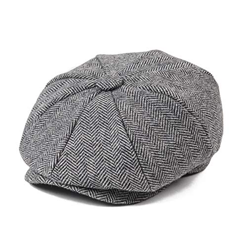 JANGOUL Boys Vintage Newsboy Cap Tweed Flat Beret Cabbie Hat for Kids Toddler Pageboy (54cm(4-5 Years Old), Grey) - Image 1