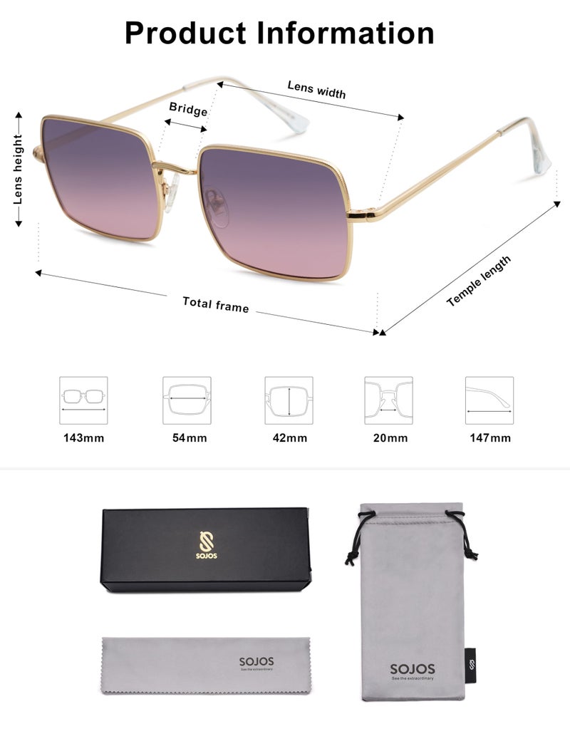 SOJOS Polarized Sunglasses for Womens Mens,Rectangle Polygon Retro Vintage Shades Classic Vintage Shades SJ1168 Purple Lens - Image 5
