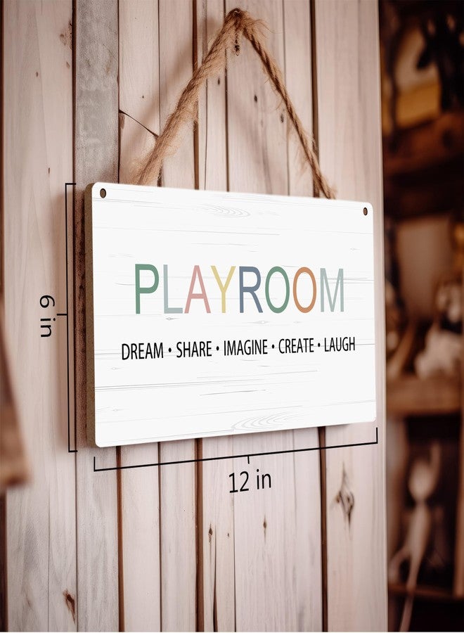 huester Kids Playroom Wood Plaque Sign, Playroom Wall Decor, Play Playroom Sign Wall Decor, Play Signs for Kids Playroom, Playroom Nursery Toddler Play Room Home Décor Wall Hanging Decor, 12x6 inches - Image 3