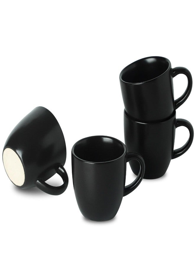 HASENSE 3 OZ Espresso Cups, Ceramic Demitasse Cups Set of 4 for Double shot, Stackable Coffee Cups with Handle for Espresso, Ristretto, Cappuccino, Coffee Mugs for Home and Office, Black - Image 1