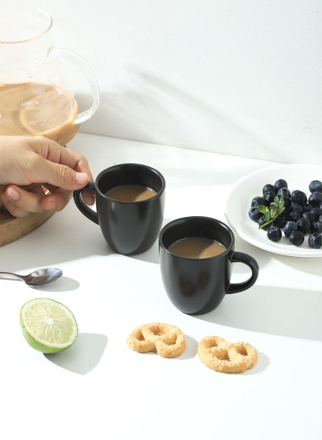 HASENSE 3 OZ Espresso Cups, Ceramic Demitasse Cups Set of 4 for Double shot, Stackable Coffee Cups with Handle for Espresso, Ristretto, Cappuccino, Coffee Mugs for Home and Office, Black - Image 3